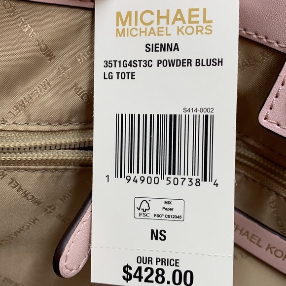 MICHAEL KORS SIENNA Large Tote Shoulder BAG In POWDER BLUSH Leather Canv… - Picture 15 of 16